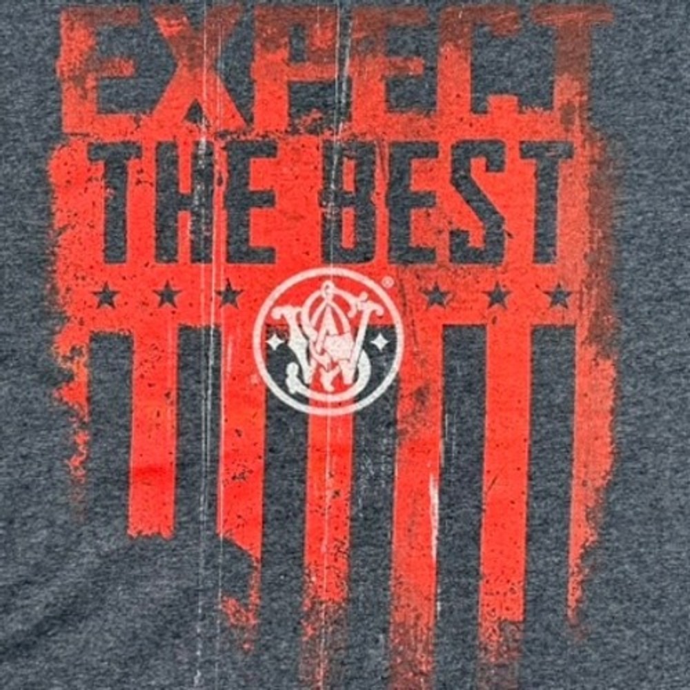 Smith & Wesson Expect The Best T-Shirt Mens Large Charcoal Grey Heather Casual